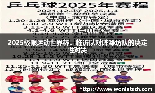 2025极限运动世界杯：临沂队对阵潍坊队的决定性对决